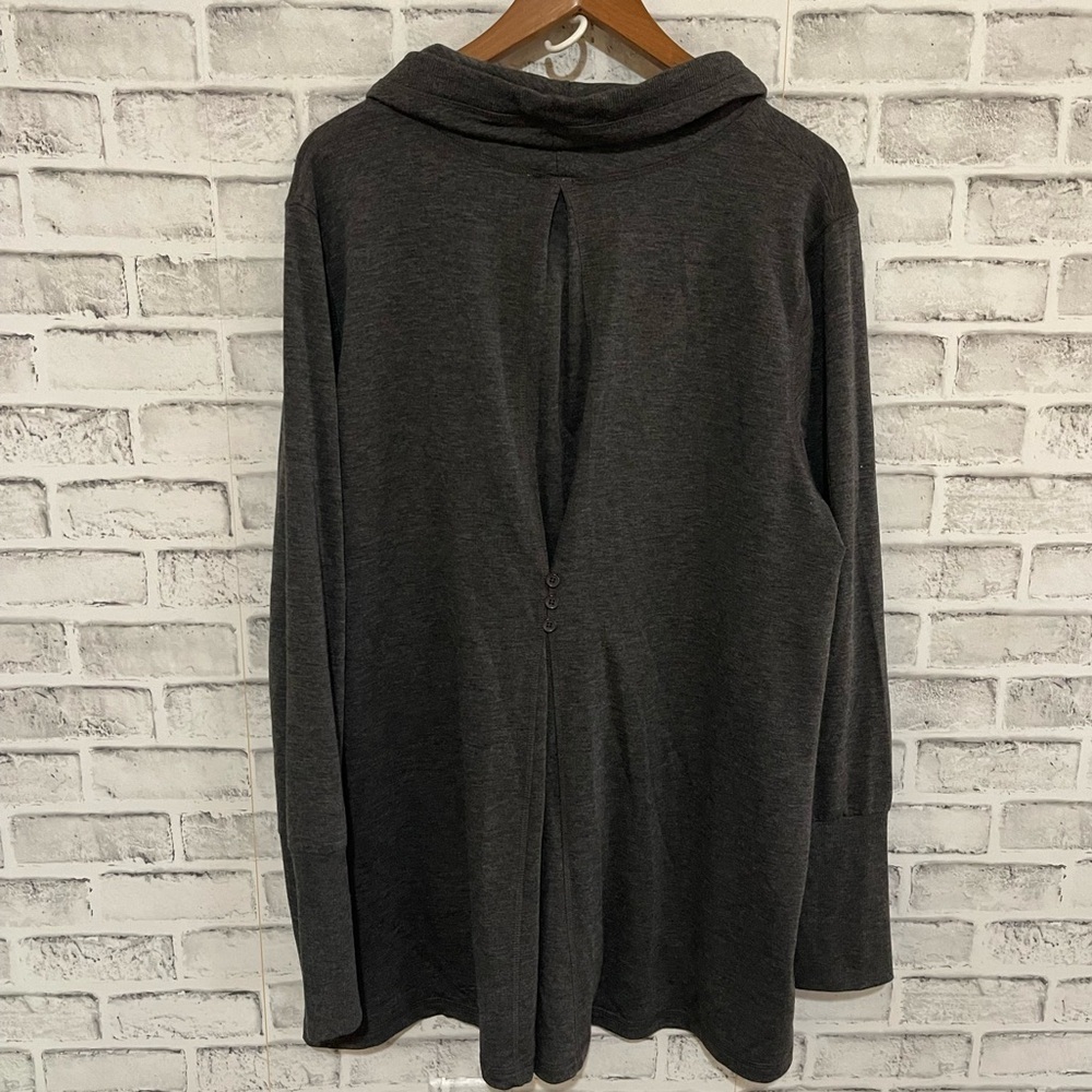 Women’s Cable & Gauge gray/black heather long sleeve mock neck sweatshirt 2X - Picture 2 of 4